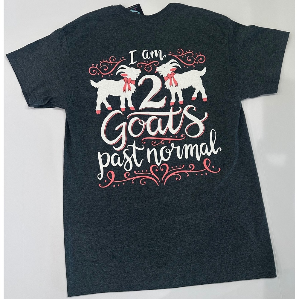 Southern Attitude I Am 2 Goats Past Normal Graphic T-Shirt Gray Medium NEW